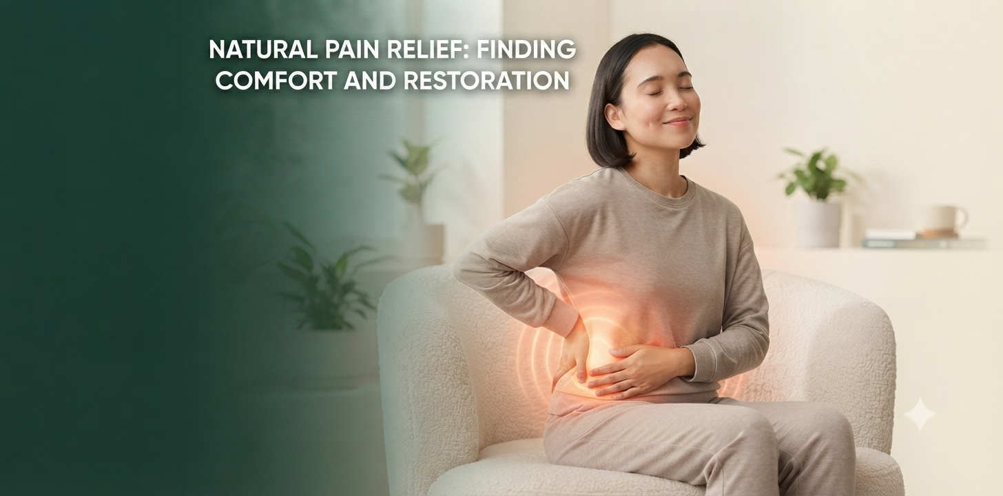 Person experiencing pain relief through natural wellness therapy