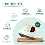 Electric Gua Sha facial sculpting device specifications showing collagen boost and anti-aging benefits