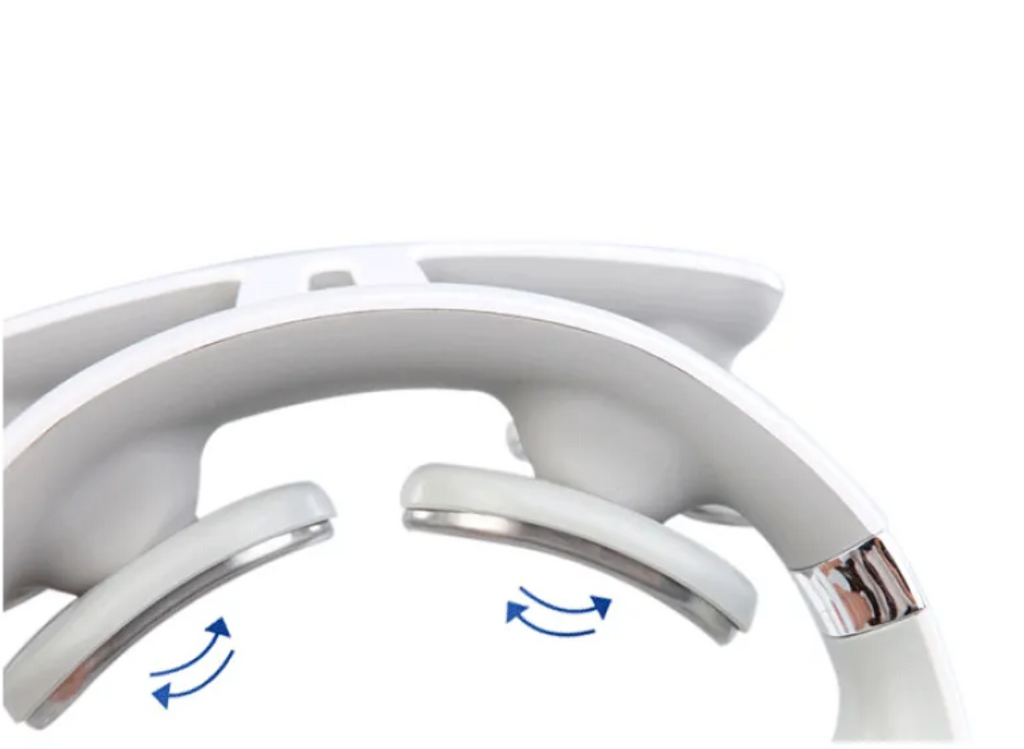 Neck & Shoulder Cervical Massager massage nodes with rotation arrows showing kneading motion