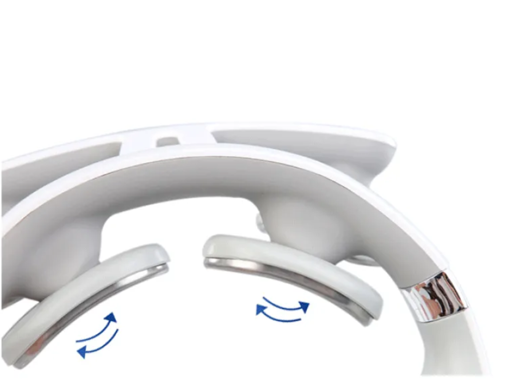 Neck & Shoulder Cervical Massager massage nodes with rotation arrows showing kneading motion