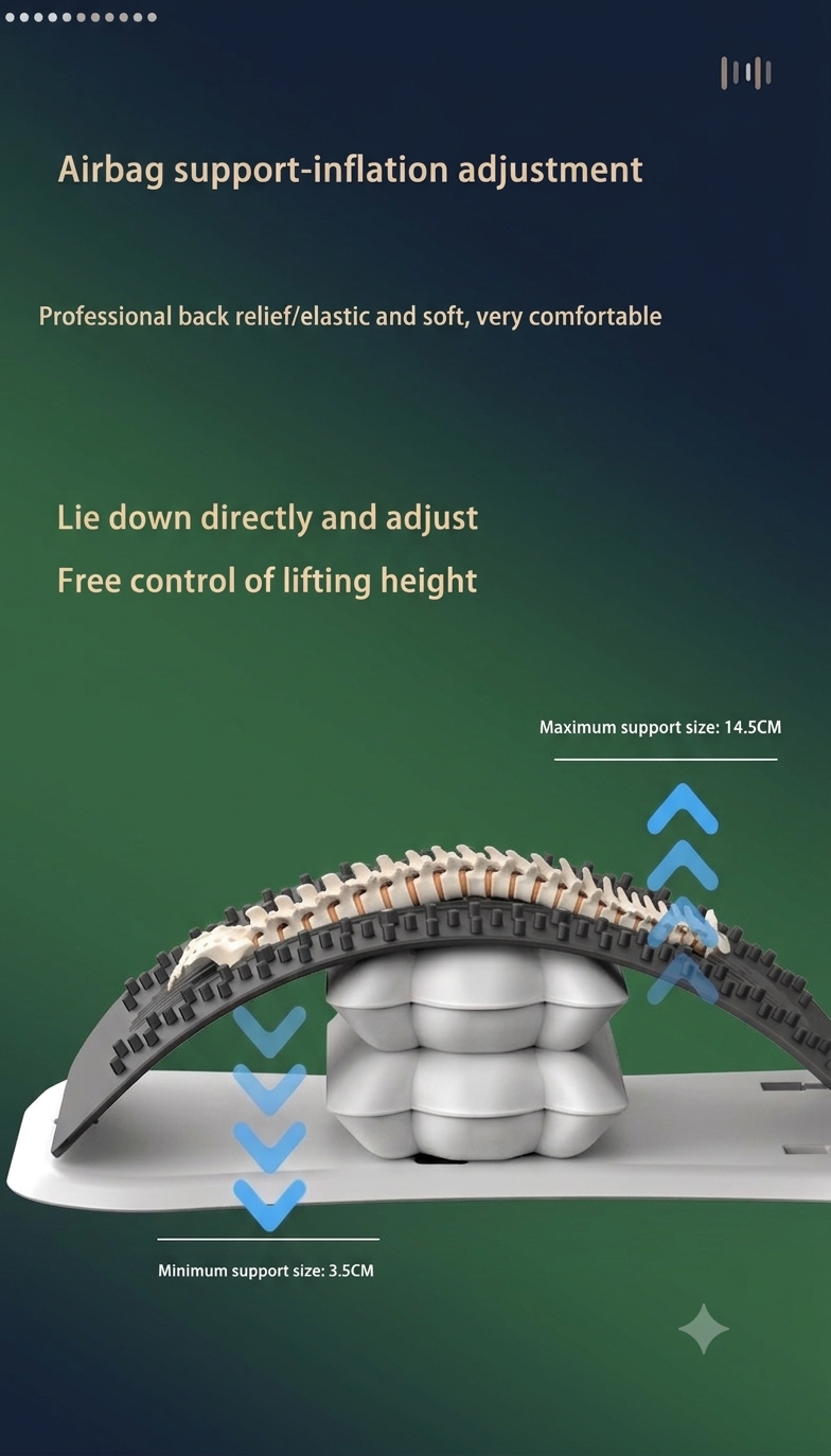 Adjustable Back Stretcher & Massager - Magnetic Therapy for Lower Back Pain Relief
