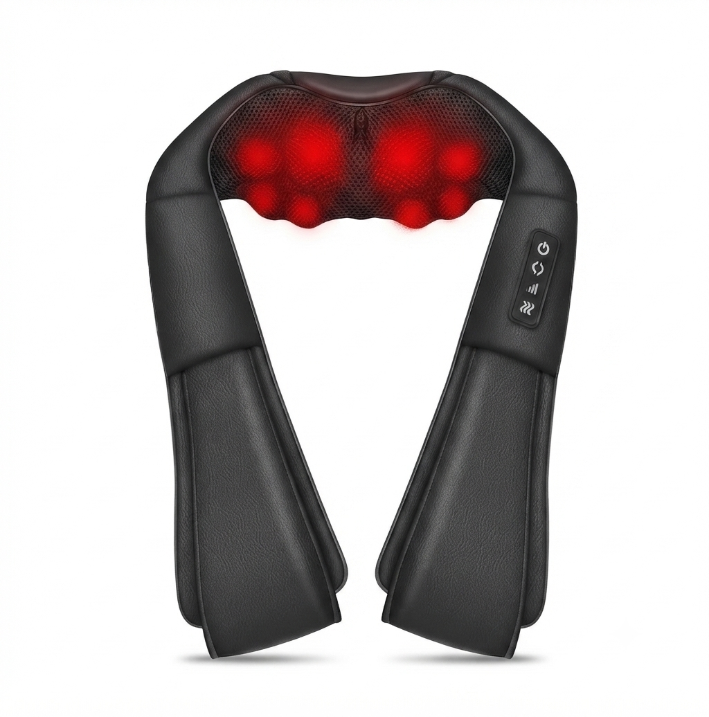 Shiatsu Neck & Shoulder Massager - 16 Deep-Kneading Heated Massage Heads for Neck, Back & Legs