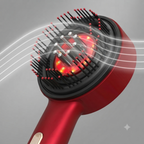 Vibrating massage comb in use for relaxing scalp massage