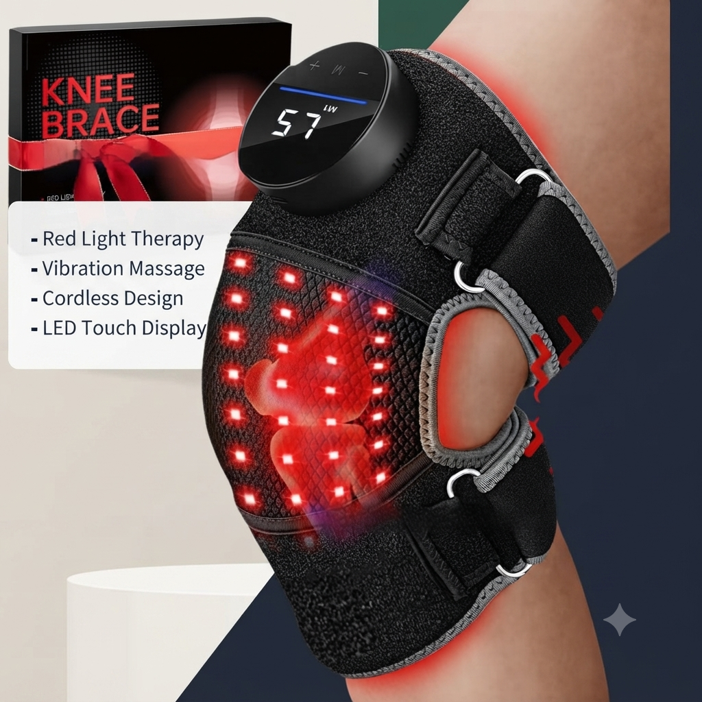 LED Red Light Therapy Pad - Red/Infrared/Blue LED + Vibration + Heat for Joint & Muscle Pain Relief