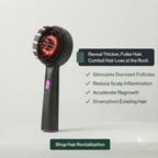 Vibrating massage comb massage head with bristles and red light beads