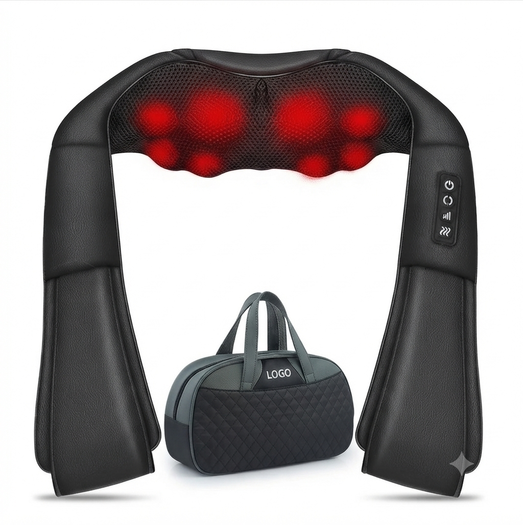 Shiatsu Neck & Shoulder Massager - 16 Deep-Kneading Heated Massage Heads for Neck, Back & Legs