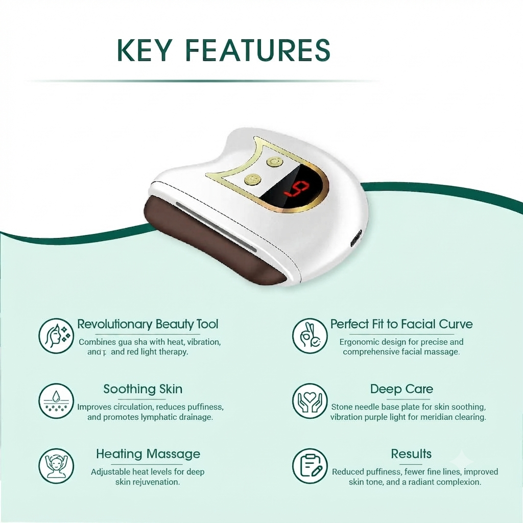 Electric facial massage device with ergonomic stone design