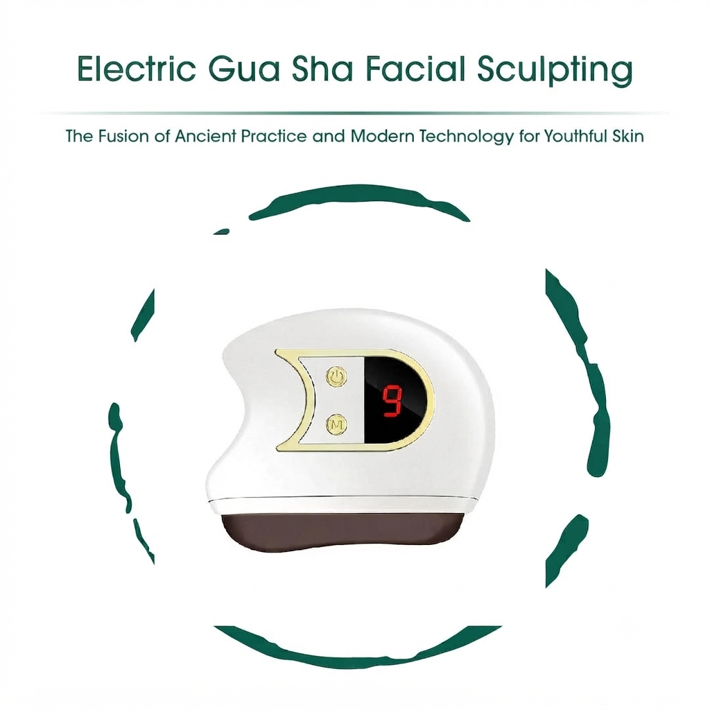 Electric Gua Sha Facial Sculpting Device - Red Light Therapy + Heat + Vibration for Anti-Aging