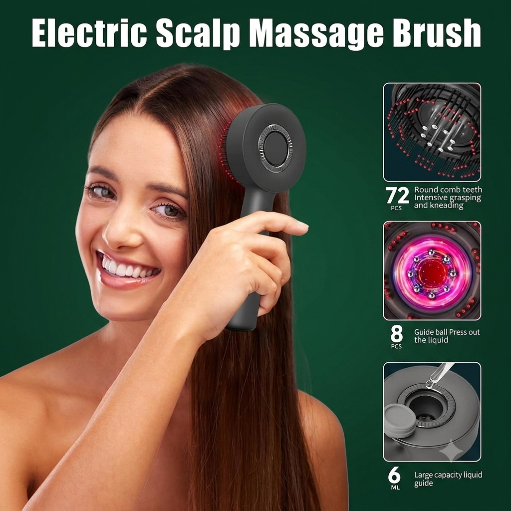 Vibrating Massage Comb with Red Light Therapy - Hair Growth & Scalp Health Device