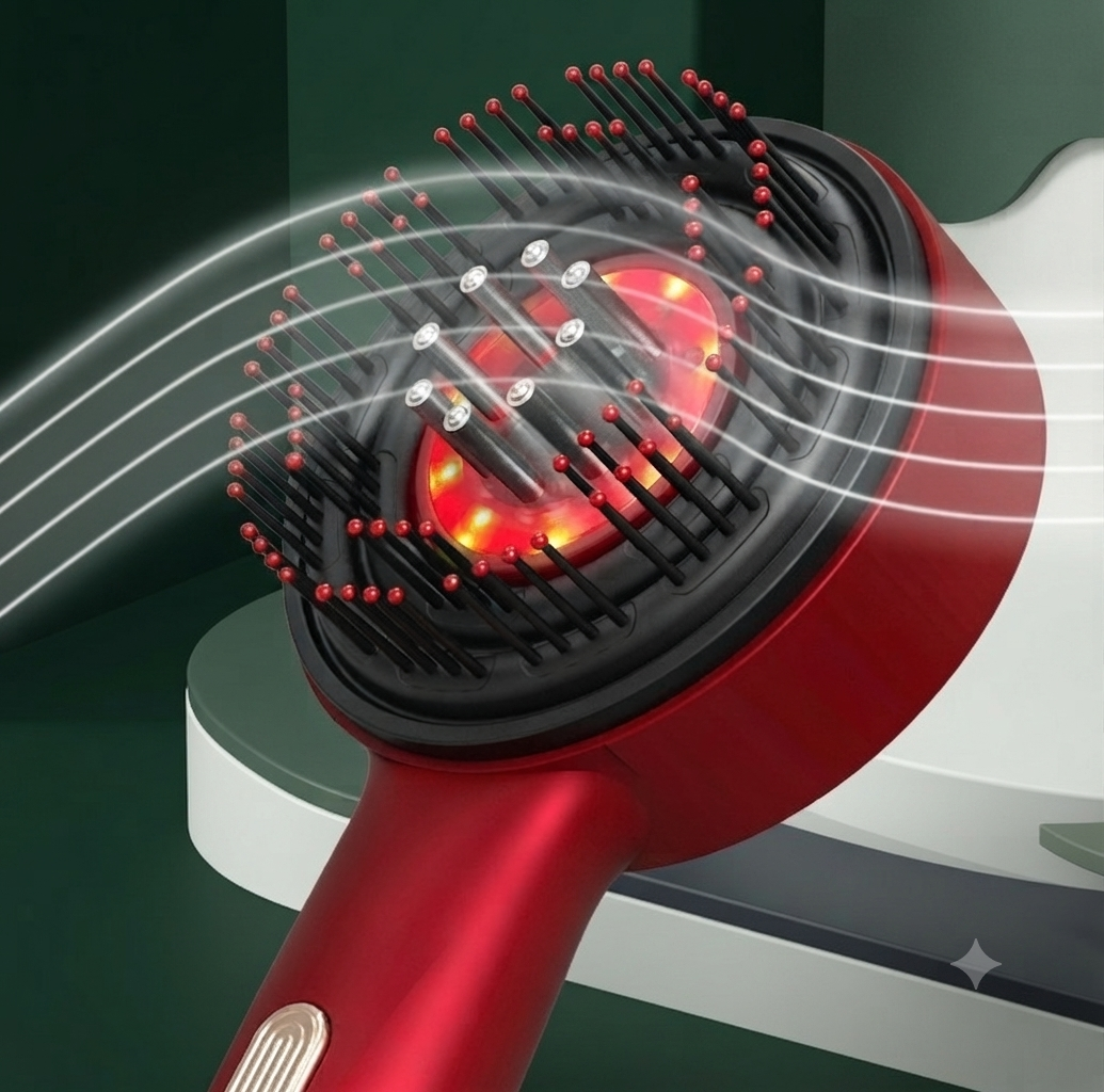 Vibrating Massage Comb with Red Light Therapy - Hair Growth & Scalp Health Device