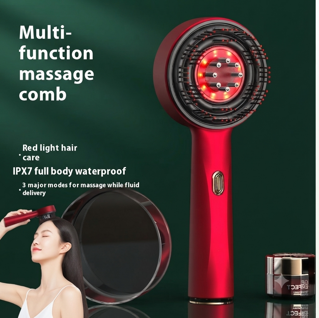 Vibrating Massage Comb with Red Light Therapy - Hair Growth & Scalp Health Device