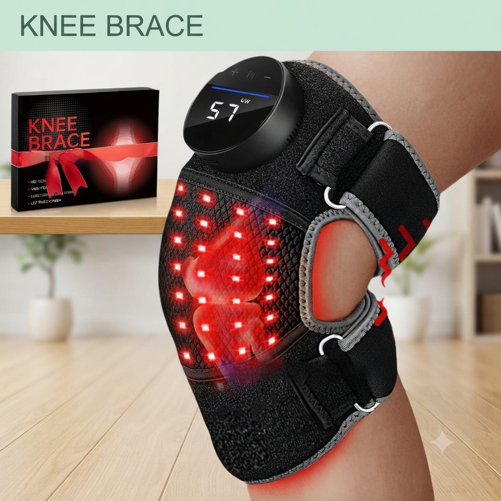LED Red Light Therapy Pad - Red/Infrared/Blue LED + Vibration + Heat for Joint & Muscle Pain Relief