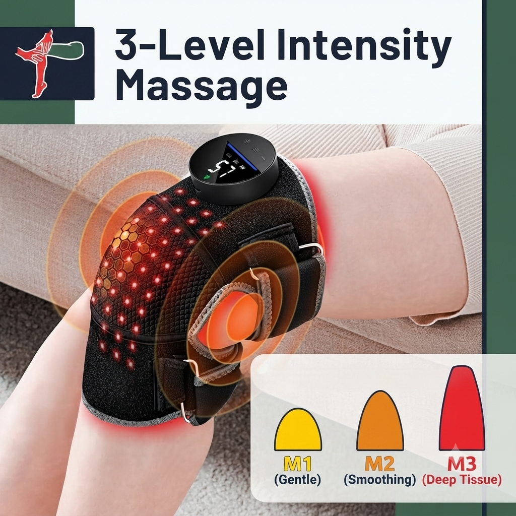 LED Red Light Therapy Pad - Red/Infrared/Blue LED + Vibration + Heat for Joint & Muscle Pain Relief