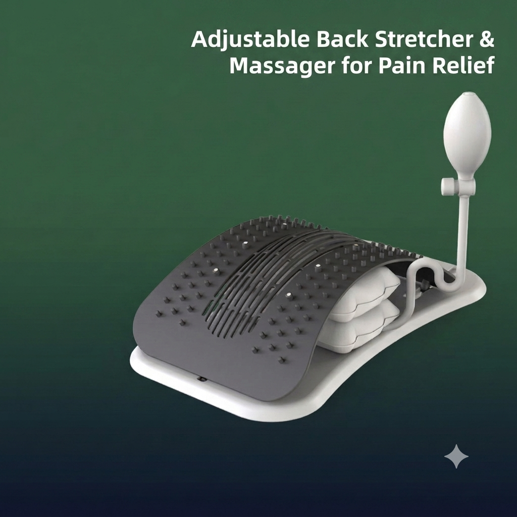 Adjustable Back Stretcher & Massager - Magnetic Therapy for Lower Back Pain Relief