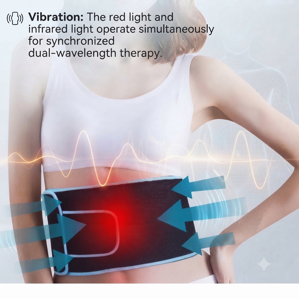 Infrared LED therapy waist belt with red light beads for pain relief
