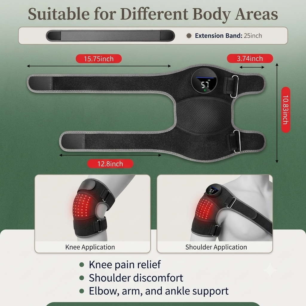 LED Red Light Therapy Pad - Red/Infrared/Blue LED + Vibration + Heat for Joint & Muscle Pain Relief