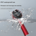 Red vibrating massage comb showing LED red light scalp therapy