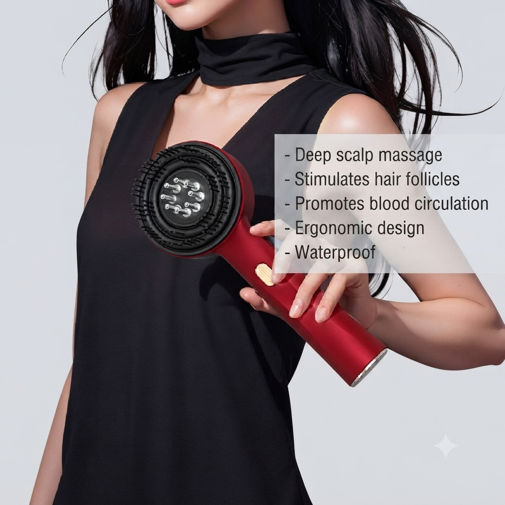 Vibrating massage comb three vibration modes for customized scalp massage