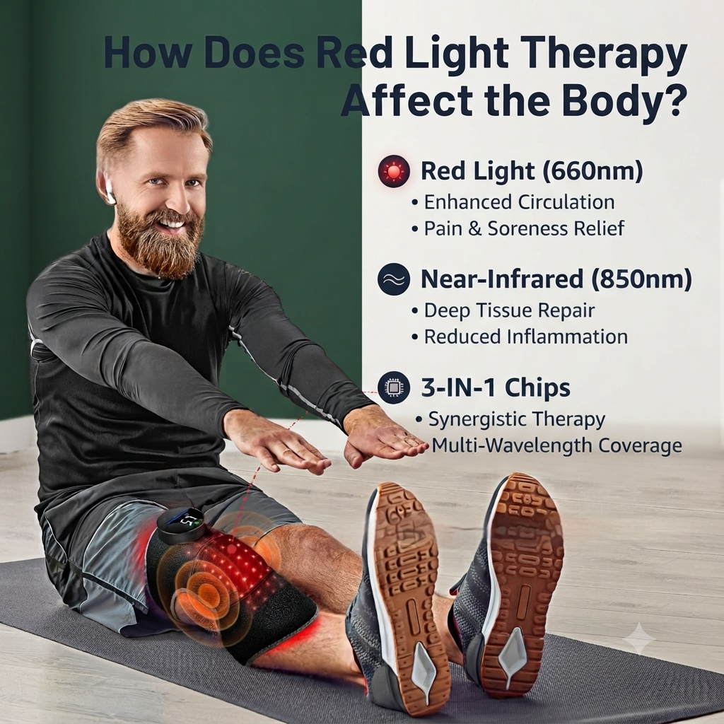 LED Red Light Therapy Pad - Red/Infrared/Blue LED + Vibration + Heat for Joint & Muscle Pain Relief