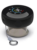 Electric cupping massager black with LCD touch screen display and clear cup on white background