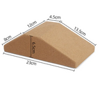 Cork squat wedge dimensions 23 by 8 by 6.5 cm with 30 degree incline